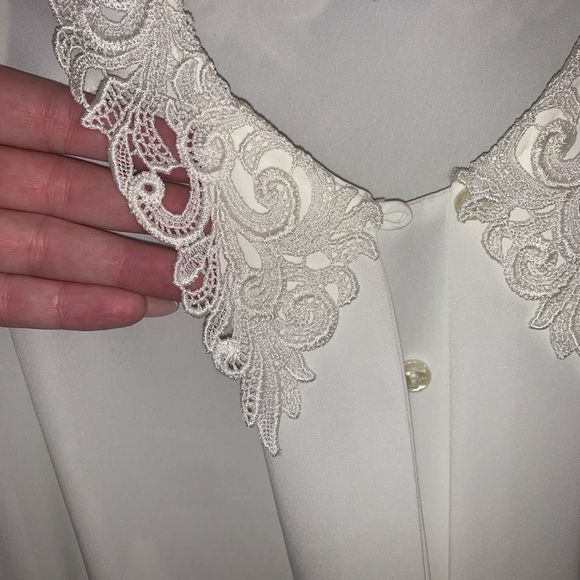 Vintage 60s impressions blouse lace crochet collar - Picture 9 of 9